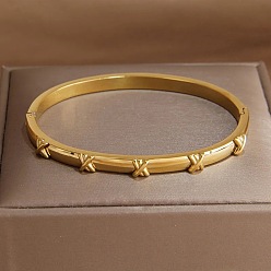 Золотой 304 женские шарнирные браслеты из нержавеющей стали, крестик, золотые, внутренний диаметр: 2-1/2 дюйм (6.5 см)