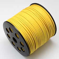 Gold Eco-Friendly Faux Suede Cord, Faux Suede Lace, Gold, 3.0x1.4mm, about 98.42 yards(90m)/roll