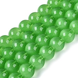 Зеленый лайм Прозрачные стеклянные нити, имитирующие кошачий глаз, круглые, зеленый лайм, 9.5~10 мм, отверстие : 1~1.4 мм, около 85~89 шт / нитка, 29.72~31.5 дюйм (75.5~80 см)
