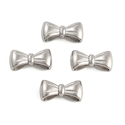 Нержавеющая Сталь Цвет Не тускнеет 304 звенья из нержавеющей стали, подвески с бантом, цвет нержавеющей стали, 6x12.5x4 мм, отверстие : 4x2 мм