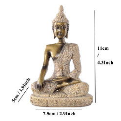 BurlyWood Resin Buddha Statue, for Zen Home Office Feng Shui Ornament, BurlyWood, 75x50x110mm