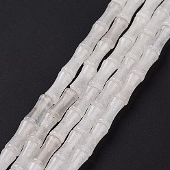 Weißer Jade Natürliche weiße Jade perlen Stränge, Bambusstock, 12.5x5.5 mm, Bohrung: 1 mm, ca. 31 Stk. / Strang, 15.75 Zoll (40 cm)