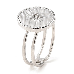 Нержавеющая Сталь Цвет 304 открытая манжета из нержавеющей стали для женщин, со стразами, плоско-круглые, цвет нержавеющей стали, размер США 6 (16.5 мм)