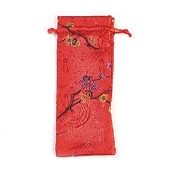 Red Silk Pouches, Drawstring Bag, Red, 19x7.5~8cm