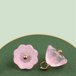 Pink Подвески из смолы, стручок из лотоса, имитация нефрита, розовые, 11x10 мм