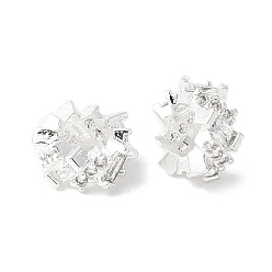 Серебро Латунные микро проложить Цирконий Европейский бисером, без кадмия и без свинца, Кольца, стойки покрытие, долговечный, серебряные, 8x4 мм, отверстие : 4 мм