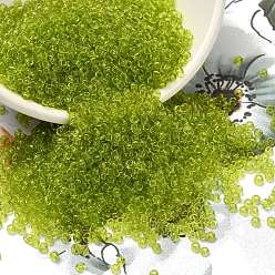 Зелено-Желтый 12/0 Круглые стеклянные бусины класса А (fgb), прозрачные цвета, зеленый желтый, 12/0, 2x1.5 мм, отверстие : 0.8 мм, около 30000 шт / упаковка