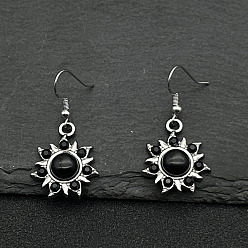 Цветок Серьги-кисточки из нержавеющей стали в этническом стиле, цветок, цвет нержавеющей стали