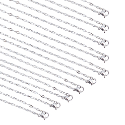 Stainless Steel Color 304 Stainless Steel Dapped Cable Chain Necklaces, with Lobster Claw Clasps, Stainless Steel Color, 17.7 inch(45cm), 2.5mm, 10pcs/box