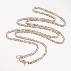 Silver Iron Necklace Making, Rope Chain, with Alloy Lobster Clasp, Silver Color Plated, 24.8 inch