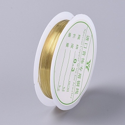 Gold Round Copper Wire, for Jewelry Making, Gold, 0.3mm, about 25m/roll