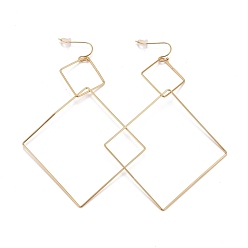 Golden Ion Plating(IP) Rhombus 304 Stainless Steel Dangle Earrings for Women, Golden, 108.5x69x1.8mm, Pin: 0.6mm
