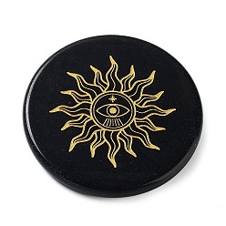 Солнце Натуральные обсидианные декорации, украшения для дома, плоско-круглые, солнце, 54x5.5 мм