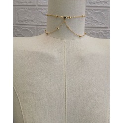 Золотой Ожерелья-чокеры из сплава со стразами, золотые, 650 мм