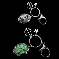 Oval Luminous Pendant Keychain, with Metal Key Rings, Green, Oval, 14cm