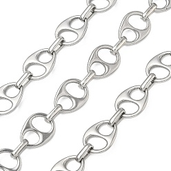 Нержавеющая Сталь Цвет 304 цепи овальные из нержавеющей стали, несварные, с катушкой, цвет нержавеющей стали, 13x10x1.8 мм