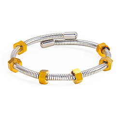 Золотой & Цвет Нержавеющей Стали 304 браслеты из нержавеющей стали, браслеты из витой веревки, золотые и нержавеющая сталь цвет, внутренний диаметр: 2-1/4 дюйм (5.56 см)