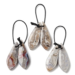 Лист 2шт. подвески из натурального мексиканского агата, подвески с драгоценными камнями, лист, 28.5x10.5x4.5 мм, отверстие : 1.5 мм