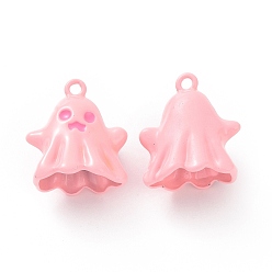 Pink Окрашенного распылением эмали сплава подвески, без кадмия, без свинца и без никеля, призрачное очарование, розовые, 19.5x17.5x12.5 мм, отверстие : 1.8 мм
