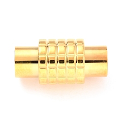 Real 18K Gold Plated Ion Plating(IP) 304 Stainless Steel Magnetic Clasps with Glue-in Ends, Column, Real 18K Gold Plated, 10x20mm, Hole: 6mm
