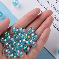 Pale Turquoise Transparent Acrylic Beads, AB Color Plated, Round, Pale Turquoise, 12x11mm, Hole: 2.5mm, about 566pcs/500g