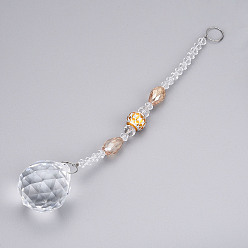 Светло-желтый Граненый хрустальный шар люстра Suncatchers призмы, с бусинами сплава, светло-желтый, 190 мм