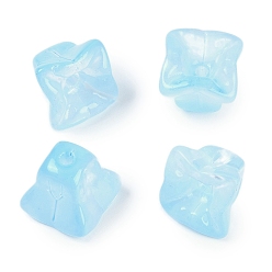 Небесно-голубой Прозрачная аэрозольная краска стеклянные шарики, цветок, голубой, 10.5x10.5x10.5 мм, отверстие : 1.6 мм