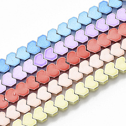 Mixed Color Electroplated Non-magnetic Synthetic Hematite Beads Strands, Heart, Mixed Color, 5.5x6x2.5mm, Hole: 0.5mm, about 82~83pcs/strand, 15.74 inch(40cm)
