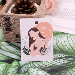 Green Paper Jewelry Display Cards, for Earring, Rectangle with Woman Pattern, Green, 8x6cm, about 95~100pcs/set