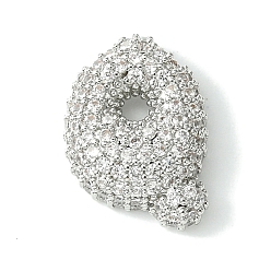 Letter Q Подвески из латуни с покрытием из прозрачного кубического циркония, без кадмия и без свинца, долговечный, алфавит, платина, реальный 18 k позолоченный, Буква Q, 18.5x13x5 мм, отверстие : 3x1.8 мм