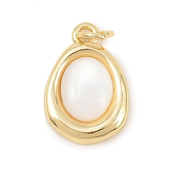 Настоящее золото 18K Натуральный белый оболочки подвески, Подвески в форме капли с латунными оправами, долговечный, стойки покрытие, без свинца и без кадмия, цвет морской раковины, реальный 18 k позолоченный, 17x12x3.5 мм, Перейти кольцо: 5x1 мм, внутренний диаметр: 3 мм