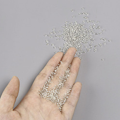 White 12/0 Glass Seed Beads, Silver Lined Round Hole, Round, White, 2mm, Hole: 1mm, about 30000 beads/pound