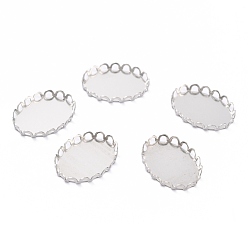 Нержавеющая Сталь Цвет Не тускнеет 304 оправы из нержавеющей стали, кружева края ободок чашки, овальные, цвет нержавеющей стали, 19x14x3 мм лоток: 18 мм x 13 мм