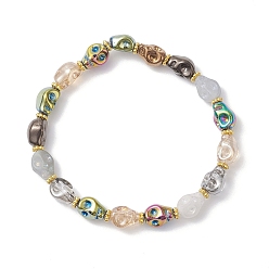 (52) Непрозрачная лаванда Браслеты из стеклянных черепов на Хэллоуин для женщин, разноцветные, внутренний диаметр: 2-1/2 дюйм (6.4 см)