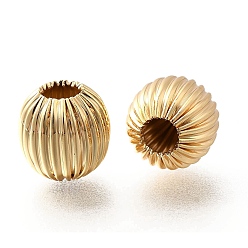 Настоящее золото 18K Латунные бусины, без кадмия, без никеля и без свинца, круглые, реальный 18 k позолоченный, 11x11 мм, отверстие : 4.5 мм