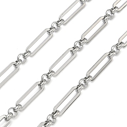Нержавеющая Сталь Цвет Ручной 304 из нержавеющей стали овальные Цепи, несварные, с катушкой, цвет нержавеющей стали, 4x4.5x1 mm и 4x1.5 mm