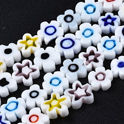 Белый Ручной работы стеклянная бусина тысячецветник нитей, цветок, белые, 7.5~9x3 мм, отверстие : 1 мм, около 55~57 шт / нитка, 15.55 дюйм ~ 15.94 дюйм (39.5 см ~ 40.5 см)