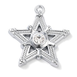 Кристалл Подвески из сплава и страза, звезда очарование, платина, кристалл, 38x36x6.5 мм, отверстие : 2.5 мм