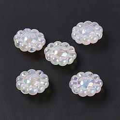 Белый Дым УФ-покрытие акриловым Европейский бисером, бусины с большим отверстием, с блеском порошок, AB цвет, цветок с улыбающимся лицом, серый, 23.5x24x12 мм, отверстие : 4 мм