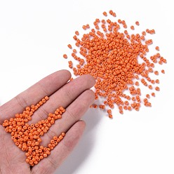 Orange Red Baking Paint Glass Seed Beads, Orange Red, 6/0, 4~5x3~4mm, Hole: 1~2mm, about 4500pcs/bag