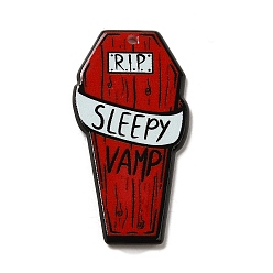 Шестиугольник Акриловые подвески, День Святого Валентина тема, гроб, красные, шестиугольник, 46x24x2.5 мм, отверстие : 1.8 мм