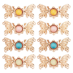 Light Gold 8 Sets 4 Colors Alloy Snap Lock Clasps, with Mixed Color Enamel, Butterfly, Light Gold, 16x36x4mm, Hole: 1.5mm, 2 sets/color