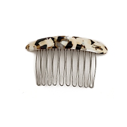 Белый Ацетат целлюлозы (смола) аксессуары для волос, с металлическими гребнями для волос для женщин и девочек, белые, 83x50 мм
