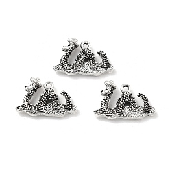 Other Animal Тибетский стиль сплава подвески животные, античное серебро, Несси, 12.5x19.5x3.5 мм, отверстие : 1.6 мм