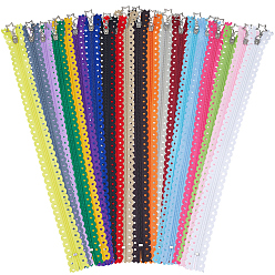Couleur Mélangete 20 pièces 20 couleurs fermeture éclair en nylon avec curseurs métalliques en forme d'étoile, composants de fermeture à glissière, couleur mixte, 338x24x0.4~1.5mm, 1 pc / couleur