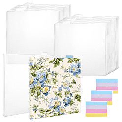 Прозрачный 24шт. прямоугольные прозрачные пластиковые карманы для документов из полипропилена, для школьного домашнего офиса, с 24шт. самоклеящихся бумажных наклеек, прозрачные, 320x325x2 мм