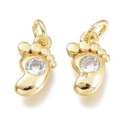 Золотой Латунные микропаве прозрачные кубические циркониевые подвески, с целью перехода в кольце, след, золотые, 10x5.5x2.5 мм, отверстие: 1.5 мм, переходные кольца: 3.5x0.8 мм