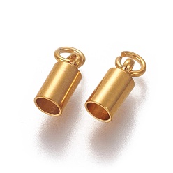 Doré  201 embouts cordon d'acier inoxydable, embouts, colonne, or, 9x4mm, Trou: 2.5mm, diamètre intérieur: 3.2 mm