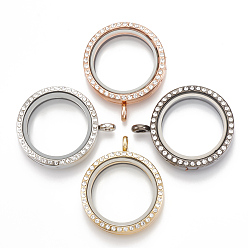 (52) Непрозрачная лаванда Сплав магнитные подвески медальон, горный хрусталь и стекло, плоско-круглые, кристалл, 37x30.5x7.5 мм, отверстия: 3.5 mm, Внутренний диаметр: 23 mm