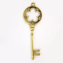 Античное Золото Тибетский сплав стиля большие кулоны, без свинца, без никеля и без кадмия, отмычка, античное золото , 77x26x3 мм, отверстие : 3 мм